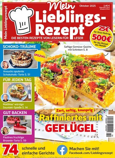 Titelbild der Ausgabe 10/2025 von Mein Lieblings-Rezept. Diese Zeitschrift und viele weitere Kochzeitschriften und Backzeitschriften als Abo oder epaper bei United Kiosk online kaufen.