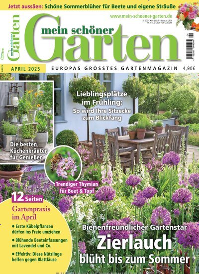 Titelbild der Ausgabe 4/2025 von Mein schöner Garten. Diese Zeitschrift und viele weitere Gartenzeitschriften und Wohnzeitschriften als Abo oder epaper bei United Kiosk online kaufen.