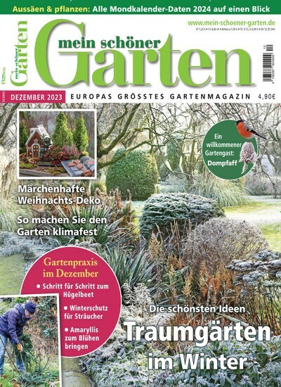 Titelbild der Ausgabe 12/2023 von Mein schöner Garten. Diese Zeitschrift und viele weitere Gartenzeitschriften und Wohnzeitschriften als Abo oder epaper bei United Kiosk online kaufen.