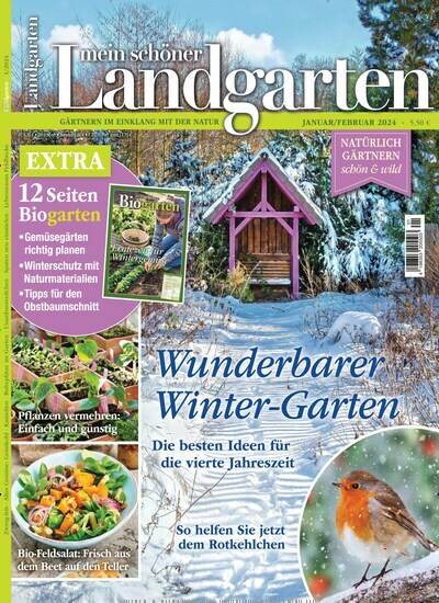 Titelbild der Ausgabe 1/2024 von Mein schöner Landgarten. Diese Zeitschrift und viele weitere Gartenzeitschriften und Wohnzeitschriften als Abo oder epaper bei United Kiosk online kaufen.