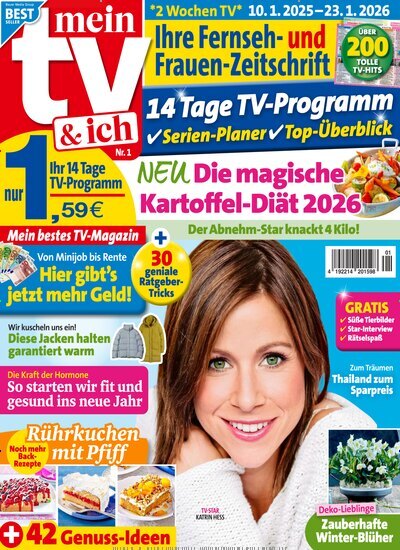 Titelbild der Ausgabe 1/2026 von Mein TV & ich. Diese Zeitschrift und viele weitere Programmzeitschriften als Abo oder epaper bei United Kiosk online kaufen.