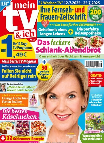 Titelbild der Ausgabe 15/2025 von Mein TV & ich. Diese Zeitschrift und viele weitere Programmzeitschriften als Abo oder epaper bei United Kiosk online kaufen.