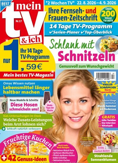 Titelbild der Ausgabe 17/2026 von Mein TV & ich. Diese Zeitschrift und viele weitere Programmzeitschriften als Abo oder epaper bei United Kiosk online kaufen.