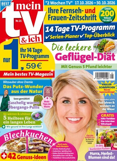 Titelbild der Ausgabe 21/2026 von Mein TV & ich. Diese Zeitschrift und viele weitere Programmzeitschriften als Abo oder epaper bei United Kiosk online kaufen.