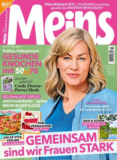 Titelbild der Ausgabe 11/2025 von Meins. Diese Zeitschrift und viele weitere Frauenzeitschriften als Abo oder epaper bei United Kiosk online kaufen.