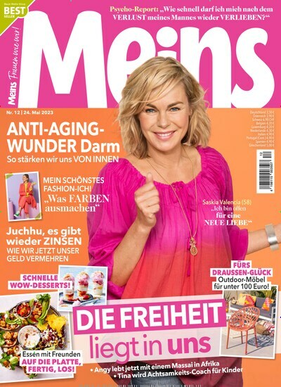 Titelbild der Ausgabe 12/2023 von Meins. Diese Zeitschrift und viele weitere Frauenzeitschriften als Abo oder epaper bei United Kiosk online kaufen.