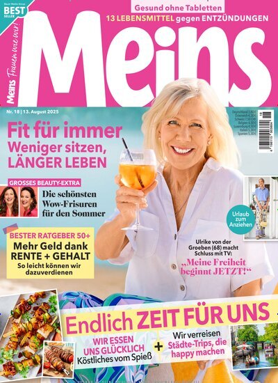 Titelbild der Ausgabe 18/2025 von Meins. Diese Zeitschrift und viele weitere Frauenzeitschriften als Abo oder epaper bei United Kiosk online kaufen.