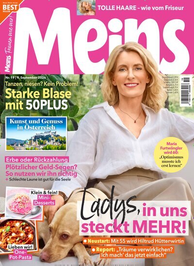 Titelbild der Ausgabe 19/2026 von Meins. Diese Zeitschrift und viele weitere Frauenzeitschriften als Abo oder epaper bei United Kiosk online kaufen.