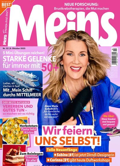 Titelbild der Ausgabe 22/2025 von Meins. Diese Zeitschrift und viele weitere Frauenzeitschriften als Abo oder epaper bei United Kiosk online kaufen.