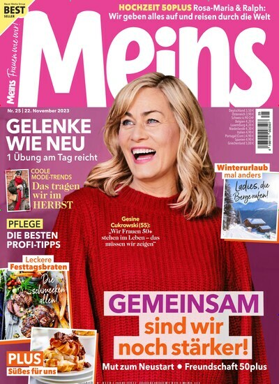 Titelbild der Ausgabe 25/2023 von Meins. Diese Zeitschrift und viele weitere Frauenzeitschriften als Abo oder epaper bei United Kiosk online kaufen.