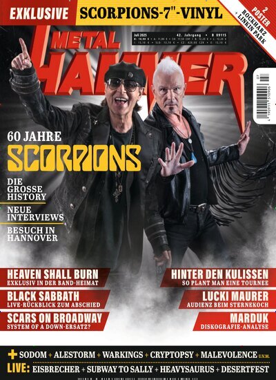 Titelbild der Ausgabe 7/2025 von Metal Hammer. Diese Zeitschrift und viele weitere Reisemagazine, Freizeitmagazine und Wissensmagazine als Abo oder epaper bei United Kiosk online kaufen.