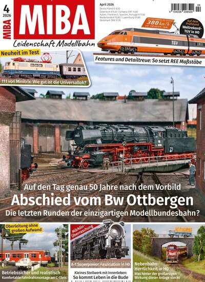 Titelbild der Ausgabe 4/2026 von MIBA Miniaturbahnen. Diese Zeitschrift und viele weitere Reisemagazine, Freizeitmagazine und Wissensmagazine als Abo oder epaper bei United Kiosk online kaufen.