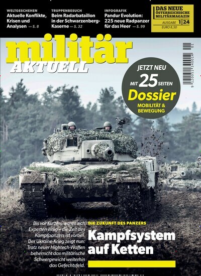 Titelbild der Ausgabe 1/2024 von militär Aktuell. Diese Zeitschrift und viele weitere Reisemagazine, Freizeitmagazine und Wissensmagazine als Abo oder epaper bei United Kiosk online kaufen.