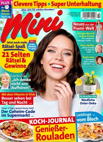Titelbild der Ausgabe 14/2024 von Mini. Diese Zeitschrift und viele weitere Frauenzeitschriften als Abo oder epaper bei United Kiosk online kaufen.