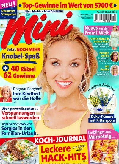 Titelbild der Ausgabe 32/2025 von Mini. Diese Zeitschrift und viele weitere Frauenzeitschriften als Abo oder epaper bei United Kiosk online kaufen.