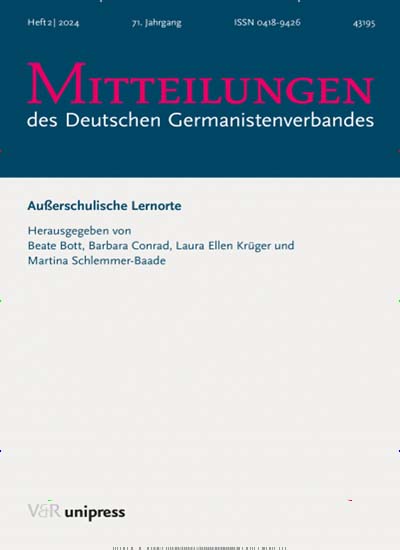 Titelbild der Ausgabe 2/2024 von Mitteilungen des Deutschen Germanistenverbandes. Diese Zeitschrift und viele weitere Kunstmagazine und Kulturmagazine als Abo oder epaper bei United Kiosk online kaufen.