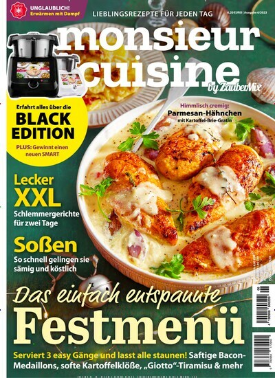 Titelbild der Ausgabe 6/2023 von monsieur cuisine by Mein Zaubertopf. Diese Zeitschrift und viele weitere Kochzeitschriften und Backzeitschriften als Abo oder epaper bei United Kiosk online kaufen.