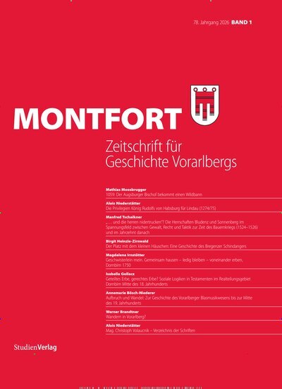 Titelbild der Ausgabe 1/2026 von Montfort. Diese Zeitschrift und viele weitere Wissenschaftsmagazine als Abo oder epaper bei United Kiosk online kaufen.