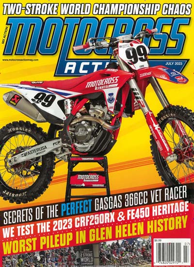 Titelbild der Ausgabe 7/2023 von Motocross Action Magazine. Diese Zeitschrift und viele weitere Automagazine und Motorradzeitschriften als Abo oder epaper bei United Kiosk online kaufen.