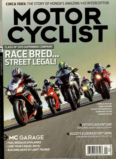Titelbild der Ausgabe 9/2015 von Motor Cyclist USA. Diese Zeitschrift und viele weitere Automagazine und Motorradzeitschriften als Abo oder epaper bei United Kiosk online kaufen.