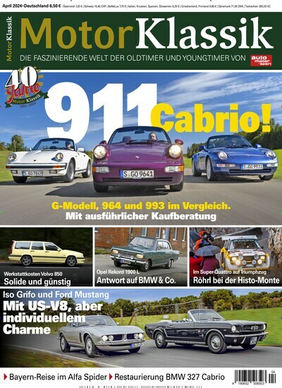 Titelbild der Ausgabe 4/2024 von Motor Klassik. Diese Zeitschrift und viele weitere Automagazine und Motorradzeitschriften als Abo oder epaper bei United Kiosk online kaufen.