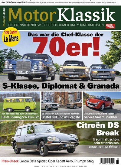 Titelbild der Ausgabe 6/2023 von Motor Klassik. Diese Zeitschrift und viele weitere Automagazine und Motorradzeitschriften als Abo oder epaper bei United Kiosk online kaufen.