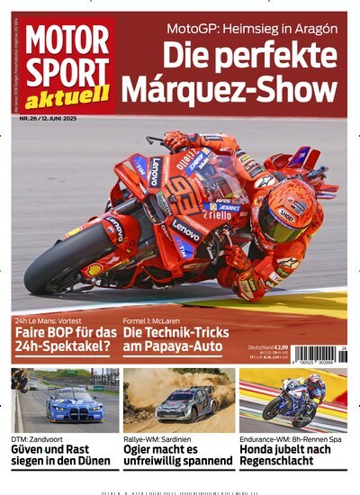 Titelbild der Ausgabe 26/2025 von Motor Sport aktuell. Diese Zeitschrift und viele weitere Automagazine und Motorradzeitschriften als Abo oder epaper bei United Kiosk online kaufen.