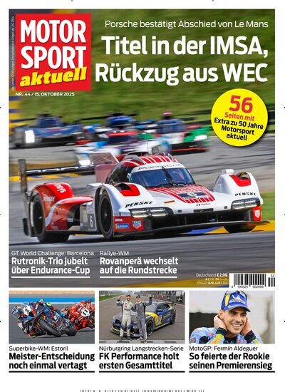 Titelbild der Ausgabe 44/2025 von Motor Sport aktuell. Diese Zeitschrift und viele weitere Automagazine und Motorradzeitschriften als Abo oder epaper bei United Kiosk online kaufen.