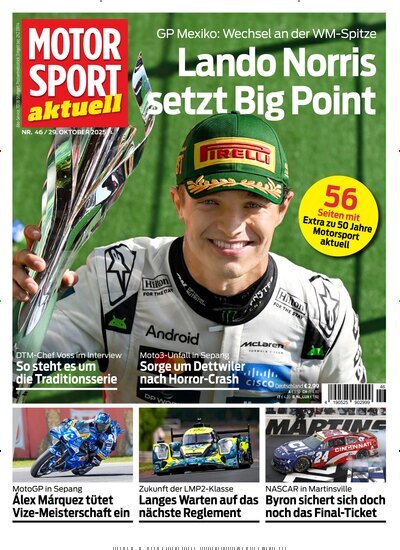 Titelbild der Ausgabe 46/2025 von Motor Sport aktuell. Diese Zeitschrift und viele weitere Automagazine und Motorradzeitschriften als Abo oder epaper bei United Kiosk online kaufen.