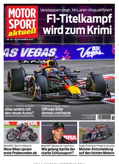 Titelbild der Ausgabe 50/2025 von Motor Sport aktuell. Diese Zeitschrift und viele weitere Automagazine und Motorradzeitschriften als Abo oder epaper bei United Kiosk online kaufen.