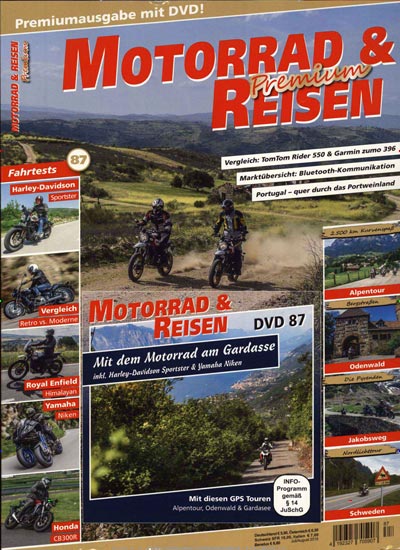 Motorrad & Reisen mit DVD aktuelles Titelbild Ausgabe 87/2018 Aktuelles Titelbild von Motorrad & Reisen mit DVD. In der Ausgabe 87/2018 geht es um die Themen: Mit dem Motorrad am Gardasse. Lesen Sie gerne Automagazine und Motorradzeitschriften? Dann empfehlen wir Ihnen Motorrad & Reisen mit DVD als Abo oder Geschenkabo.