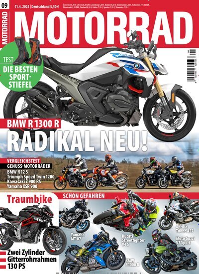 Titelbild der Ausgabe 9/2025 von Motorrad. Diese Zeitschrift und viele weitere Automagazine und Motorradzeitschriften als Abo oder epaper bei United Kiosk online kaufen.