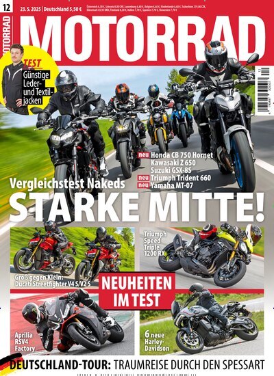 Titelbild der Ausgabe 12/2025 von Motorrad. Diese Zeitschrift und viele weitere Automagazine und Motorradzeitschriften als Abo oder epaper bei United Kiosk online kaufen.