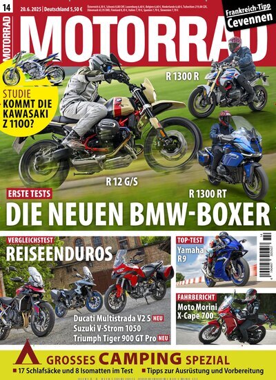Titelbild der Ausgabe 14/2025 von Motorrad. Diese Zeitschrift und viele weitere Automagazine und Motorradzeitschriften als Abo oder epaper bei United Kiosk online kaufen.