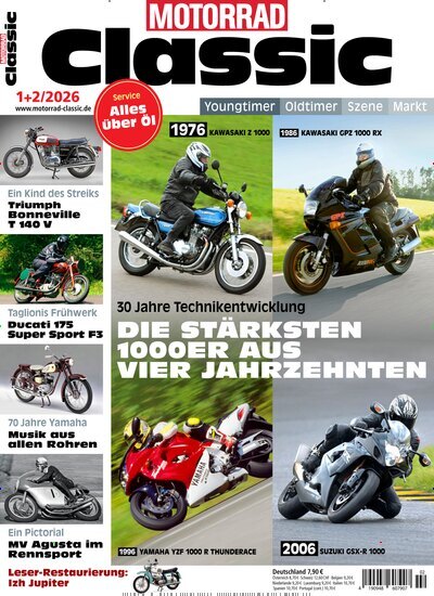 Titelbild der Ausgabe 2/2026 von Motorrad Classic. Diese Zeitschrift und viele weitere Automagazine und Motorradzeitschriften als Abo oder epaper bei United Kiosk online kaufen.