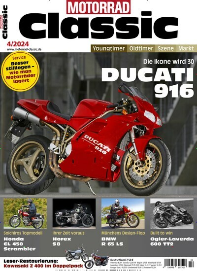 Titelbild der Ausgabe 4/2024 von Motorrad Classic. Diese Zeitschrift und viele weitere Automagazine und Motorradzeitschriften als Abo oder epaper bei United Kiosk online kaufen.