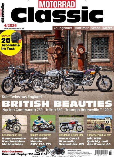 Titelbild der Ausgabe 4/2026 von Motorrad Classic. Diese Zeitschrift und viele weitere Automagazine und Motorradzeitschriften als Abo oder epaper bei United Kiosk online kaufen.