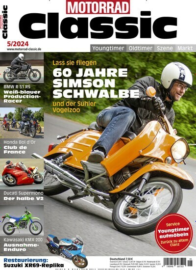 Titelbild der Ausgabe 5/2024 von Motorrad Classic. Diese Zeitschrift und viele weitere Automagazine und Motorradzeitschriften als Abo oder epaper bei United Kiosk online kaufen.