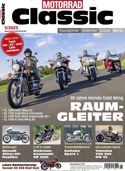 Titelbild der Ausgabe 5/2025 von Motorrad Classic. Diese Zeitschrift und viele weitere Automagazine und Motorradzeitschriften als Abo oder epaper bei United Kiosk online kaufen.