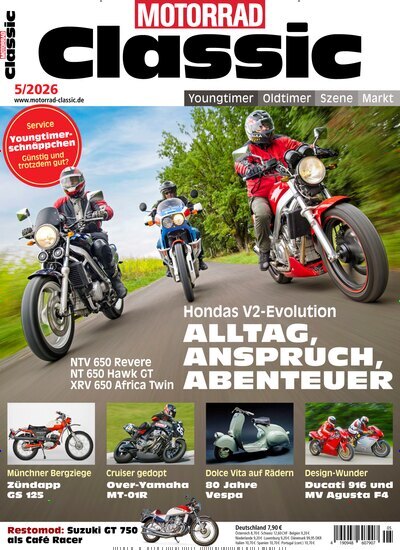 Titelbild der Ausgabe 5/2026 von Motorrad Classic. Diese Zeitschrift und viele weitere Automagazine und Motorradzeitschriften als Abo oder epaper bei United Kiosk online kaufen.