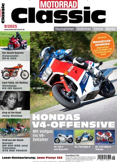 Titelbild der Ausgabe 9/2025 von Motorrad Classic. Diese Zeitschrift und viele weitere Automagazine und Motorradzeitschriften als Abo oder epaper bei United Kiosk online kaufen.