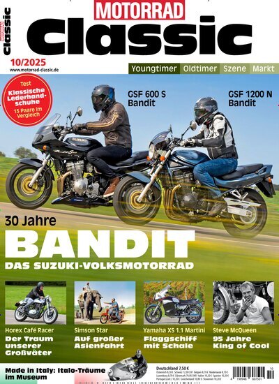 Titelbild der Ausgabe 10/2025 von Motorrad Classic. Diese Zeitschrift und viele weitere Automagazine und Motorradzeitschriften als Abo oder epaper bei United Kiosk online kaufen.