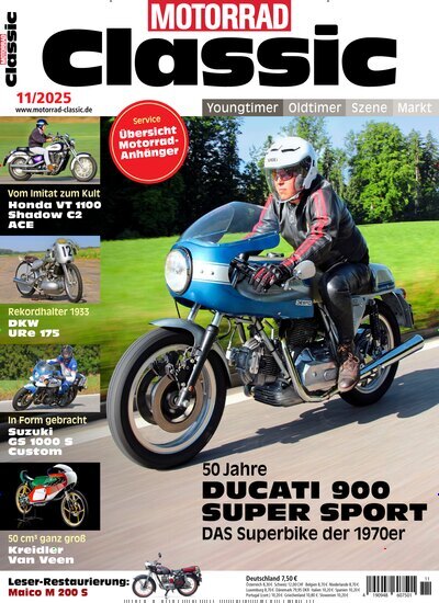 Titelbild der Ausgabe 11/2025 von Motorrad Classic. Diese Zeitschrift und viele weitere Automagazine und Motorradzeitschriften als Abo oder epaper bei United Kiosk online kaufen.
