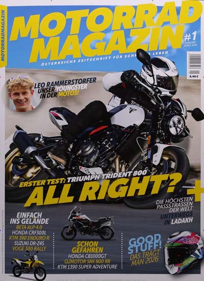 Titelbild der Ausgabe 1/2026 von Motorrad Magazin. Diese Zeitschrift und viele weitere Automagazine und Motorradzeitschriften als Abo oder epaper bei United Kiosk online kaufen.