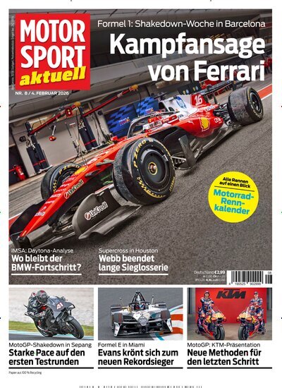 Titelbild der Ausgabe 8/2026 von MotorSport aktuell. Diese Zeitschrift und viele weitere Automagazine und Motorradzeitschriften als Abo oder epaper bei United Kiosk online kaufen.