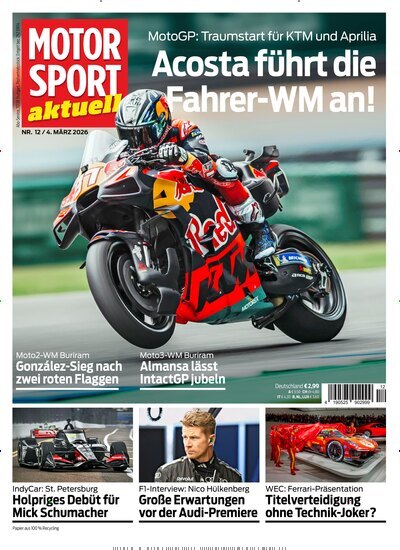 Titelbild der Ausgabe 12/2026 von MotorSport aktuell. Diese Zeitschrift und viele weitere Automagazine und Motorradzeitschriften als Abo oder epaper bei United Kiosk online kaufen.