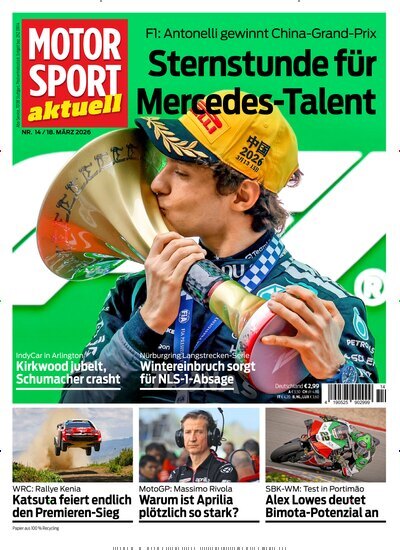 Titelbild der Ausgabe 14/2026 von MotorSport aktuell. Diese Zeitschrift und viele weitere Automagazine und Motorradzeitschriften als Abo oder epaper bei United Kiosk online kaufen.