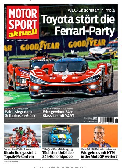 Titelbild der Ausgabe 19/2026 von MotorSport aktuell. Diese Zeitschrift und viele weitere Automagazine und Motorradzeitschriften als Abo oder epaper bei United Kiosk online kaufen.