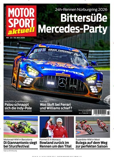Titelbild der Ausgabe 23/2026 von MotorSport aktuell. Diese Zeitschrift und viele weitere Automagazine und Motorradzeitschriften als Abo oder epaper bei United Kiosk online kaufen.