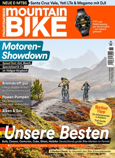 Titelbild der Ausgabe 11/2025 von MountainBIKE. Diese Zeitschrift und viele weitere Sportmagazine als Abo oder epaper bei United Kiosk online kaufen.